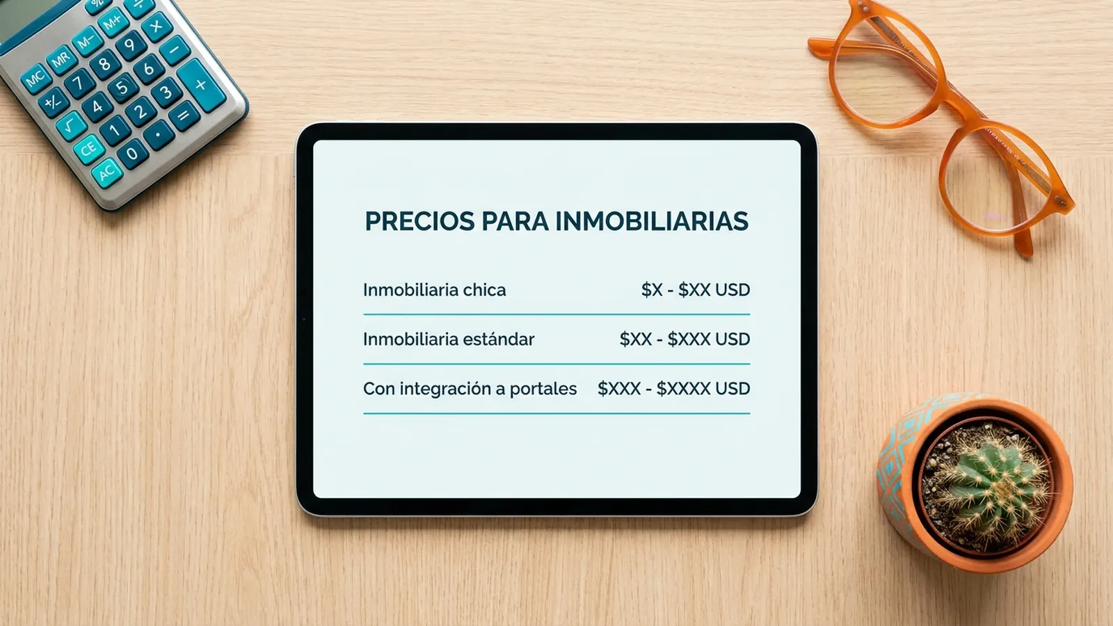 Tabla de precios reales de diseño web para inmobiliarias