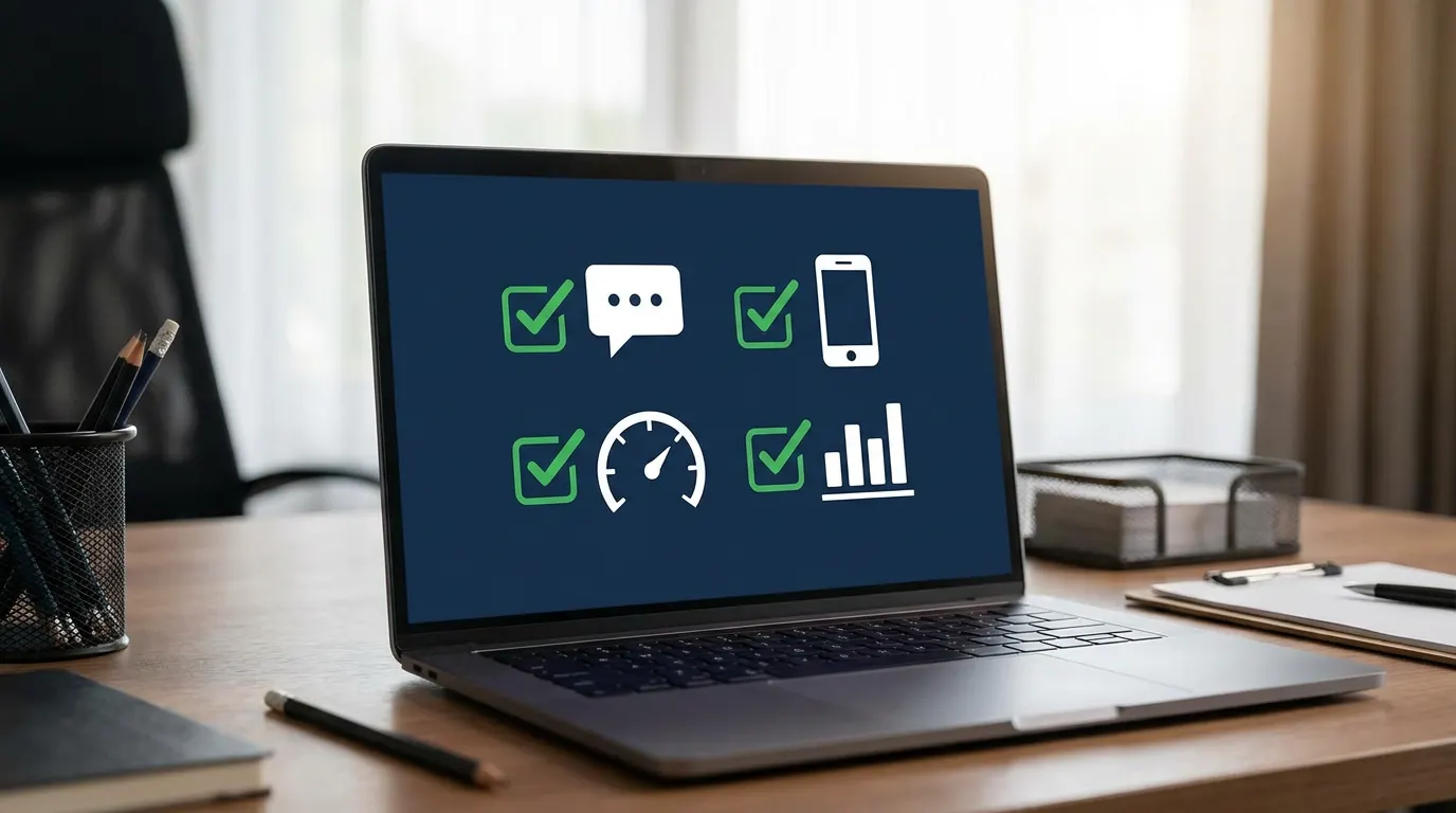 Checklist de lo que incluye una landing page bien hecha: formulario, WhatsApp y tracking